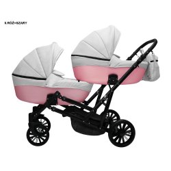 5 Серый Розовый - Детская коляска для двойни RAY Ultra Duo 3 в 1
